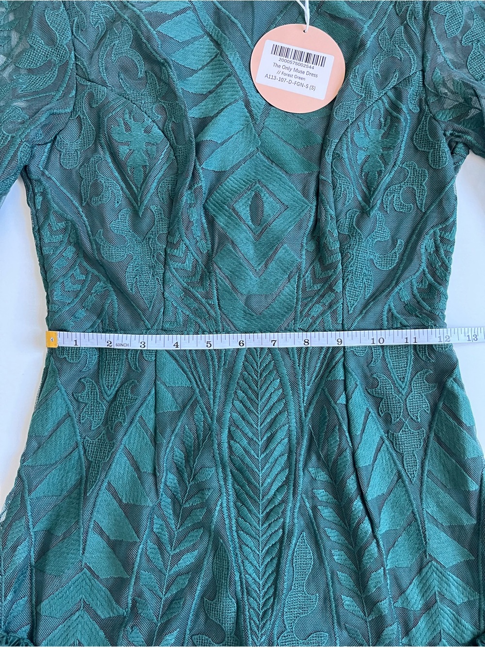 NWT Sage + Paije Forest Green Lace Long Sleeve mini Dress - Picture 9 of 11